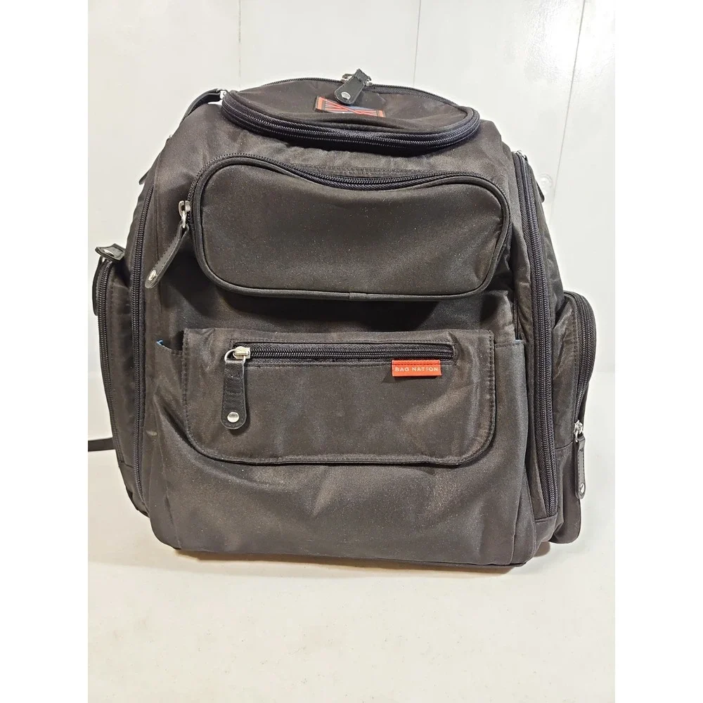 Bag Nation Diaper Bag/ Backpack Unisex Baby Tons Of Pockets Everyday Bag Black
